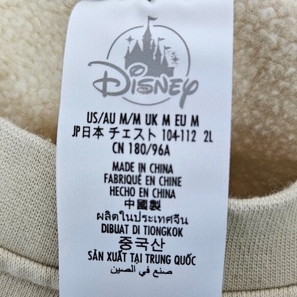 Disney Mickey Peace Sign Pullover Crewneck Sweatshirt Beige Tan M - Picture 2 of 5